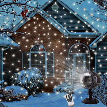 LED Snowfall Lights, Snowfall Decorative Christmas Projector Indoor Outdoor Waterproof Landscape Snowflake Christmas Lamp with Remote Control for Halloween Birthday Party Wedding Garden - Imported from UK